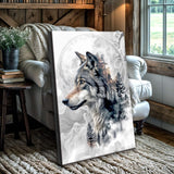 Wolf Double Exposure Wall Art - Tailored Canvases - Flyclothing LLC