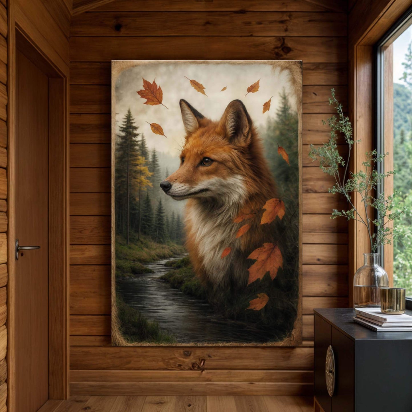 Autumn Fox Double Exposure Wall Art - Tailored Canvases - Flyclothing LLC