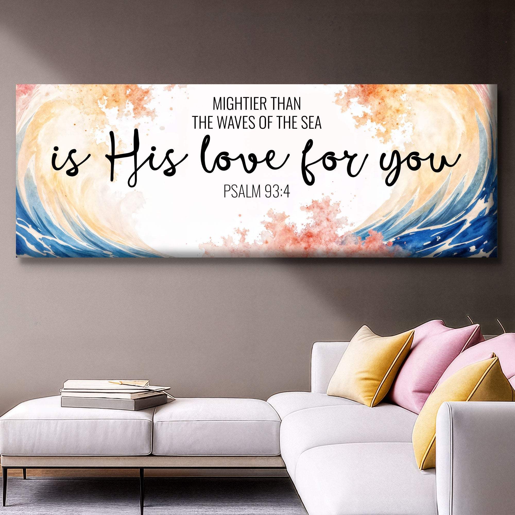 Mightier Than the Waves of the Sea Psalm 93:4 Faith Sign III - Tailored Canvases - Flyclothing LLC