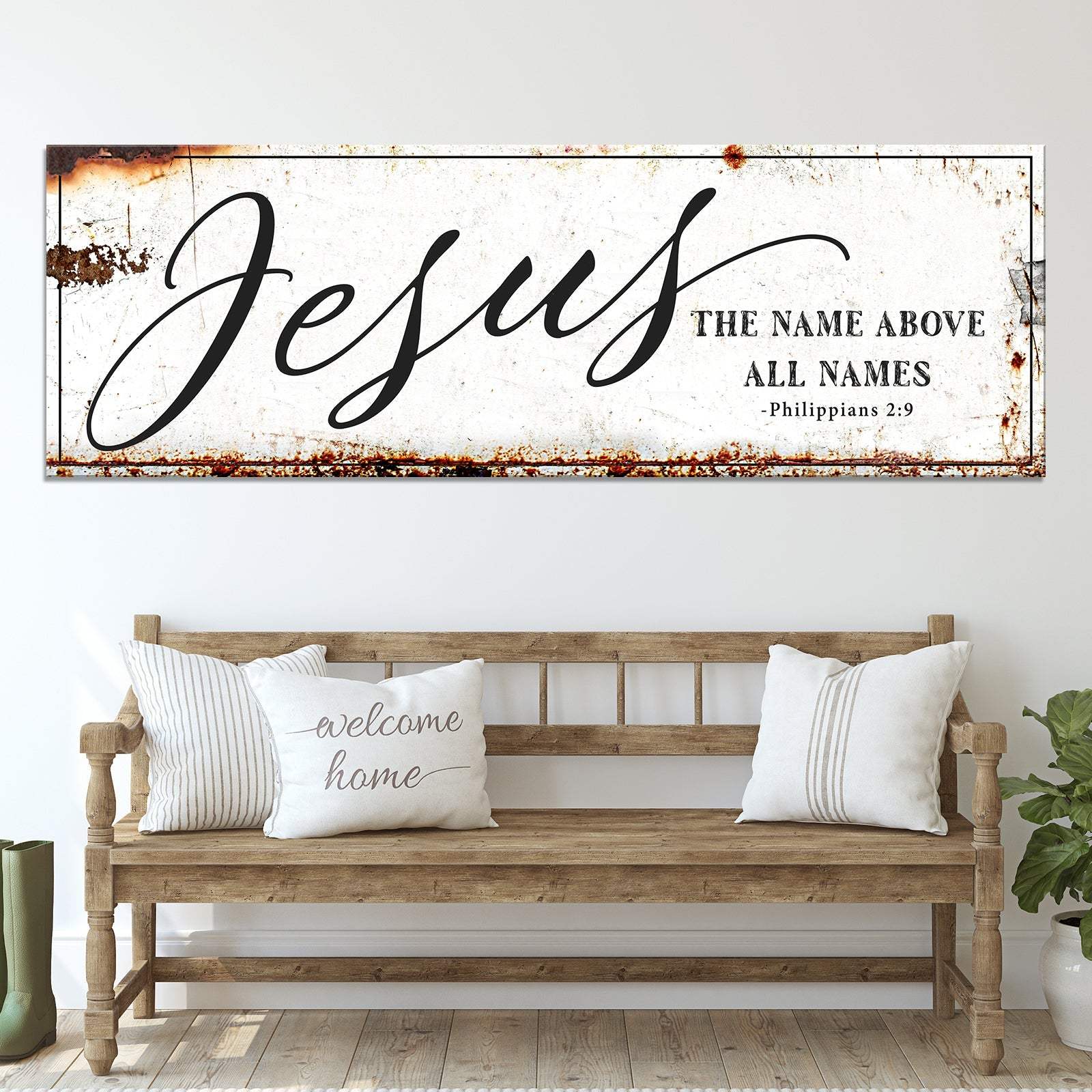 Jesus The Name Above All Names - Philippians 2:9 Faith Sign - Tailored Canvases - Flyclothing LLC