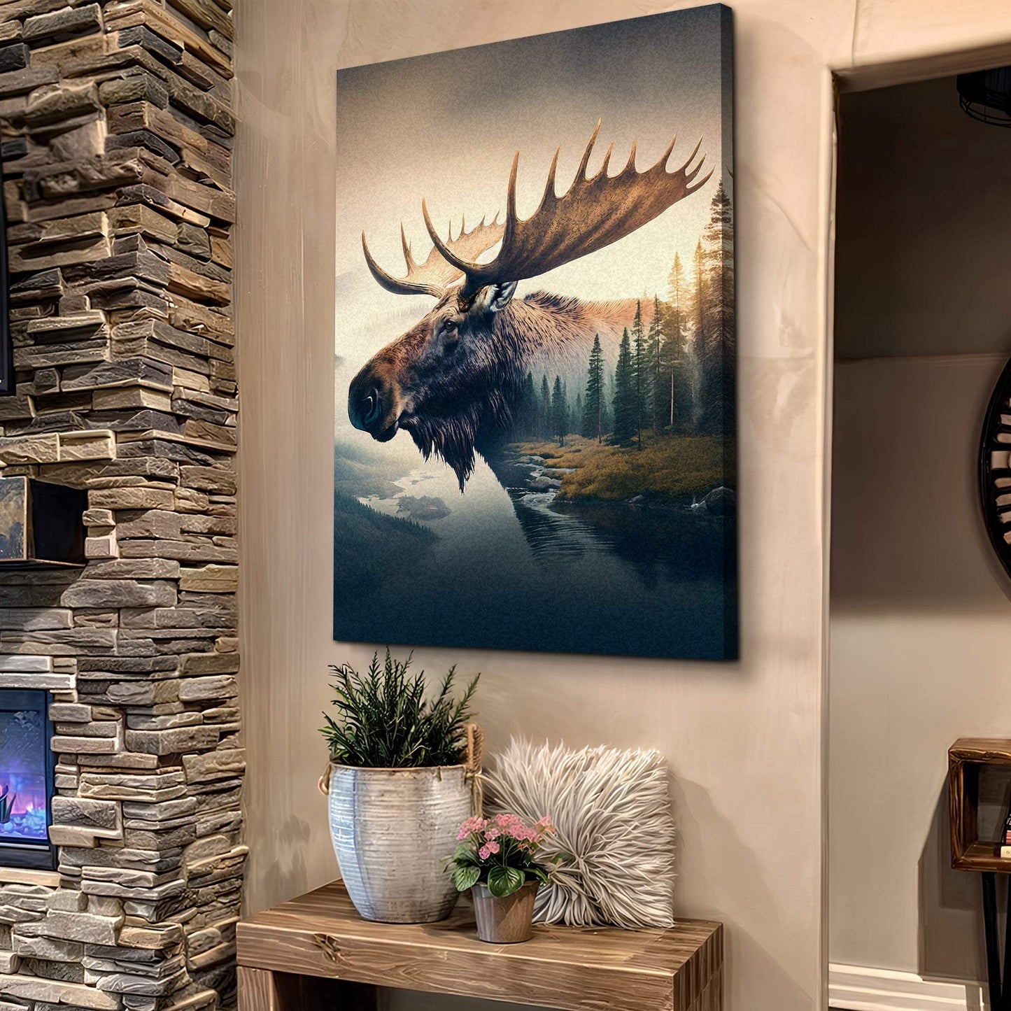 Moose Double Exposure Wall Art - Tailored Canvases - Flyclothing LLC