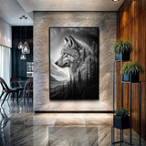 Wolf Double Exposure Wall Art II - Tailored Canvases - Flyclothing LLC