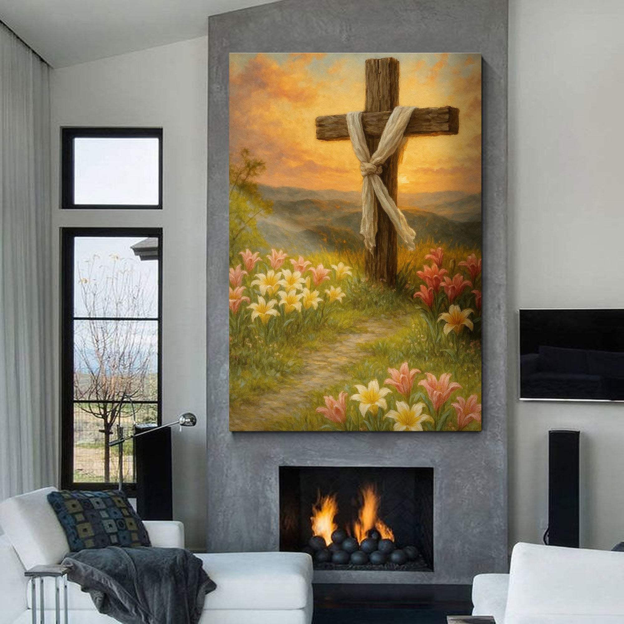 Cross and Flowers Faith Wall Art III - Tailored Canvases - Flyclothing LLC
