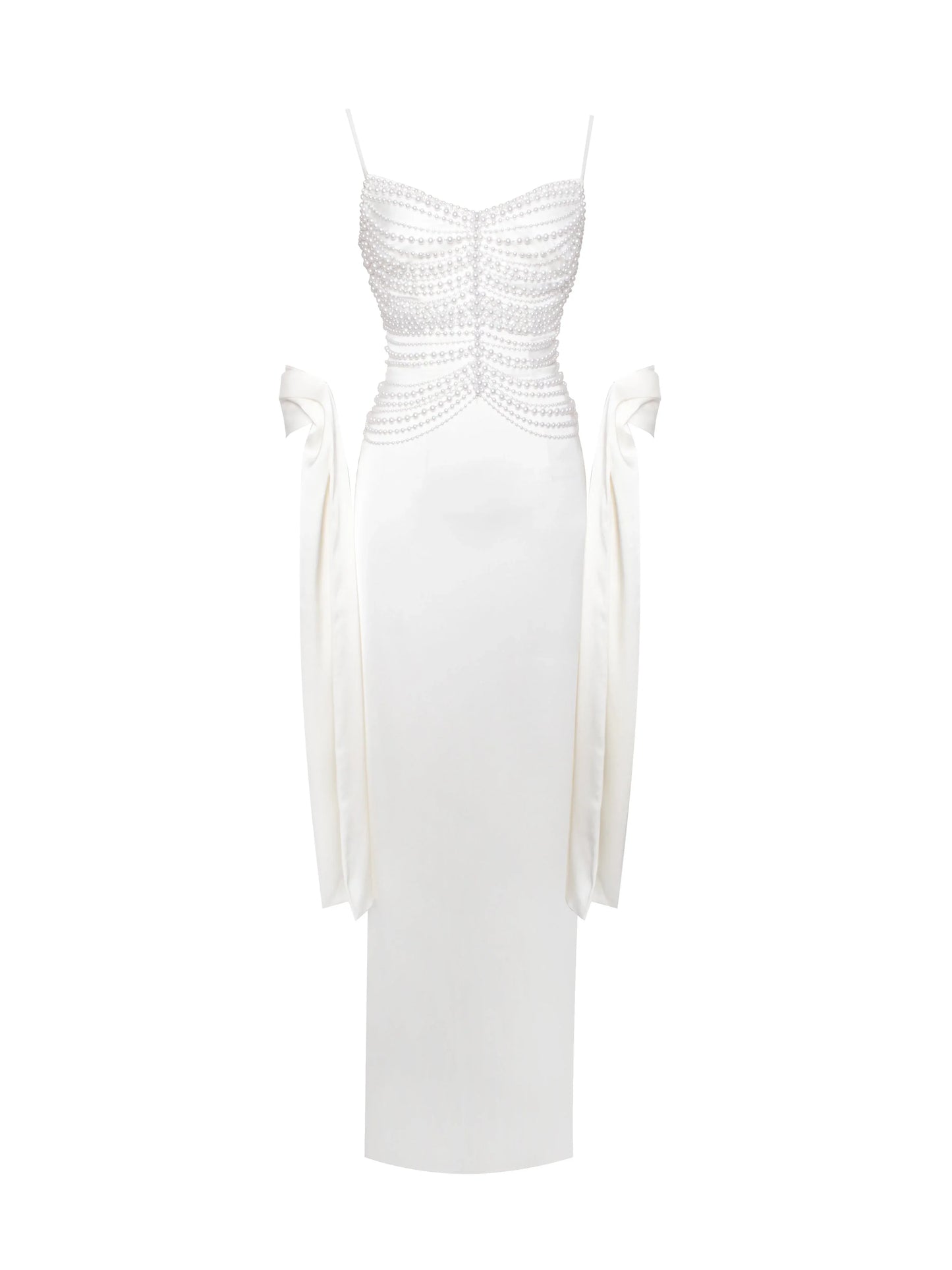 Karmen Pearl Top Pencil Slip Gown with Scarf - Miss Circle - Flyclothing LLC