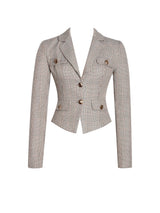 Oakley Brown Plaid Preppy Style Blazer Jacket - Miss Circle - Flyclothing LLC