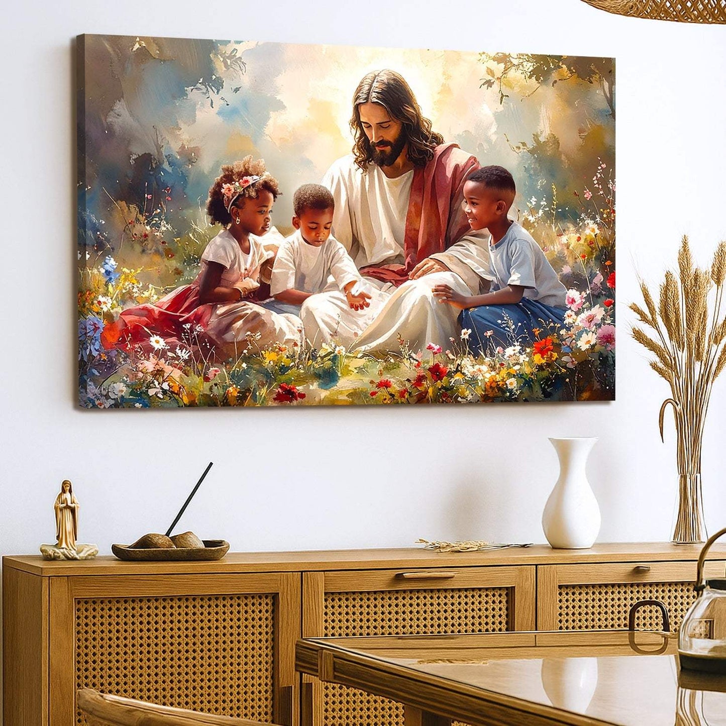 Jesus With Children Faith Wall Art V - Tailored Canvases - Flyclothing LLC