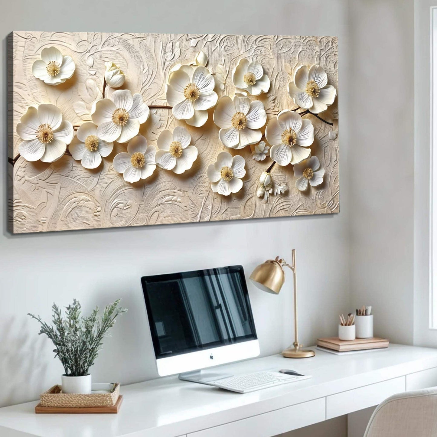 White Blossom Serenade Wall Art - Tailored Canvases - Flyclothing LLC