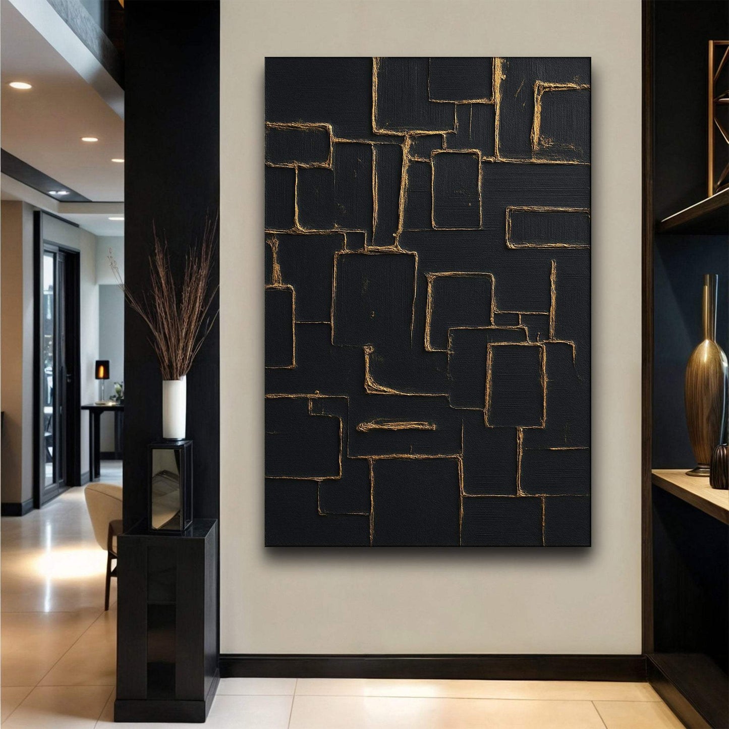 Contemporary Black and Gold Wall Art - Tailored Canvases - Flyclothing LLC