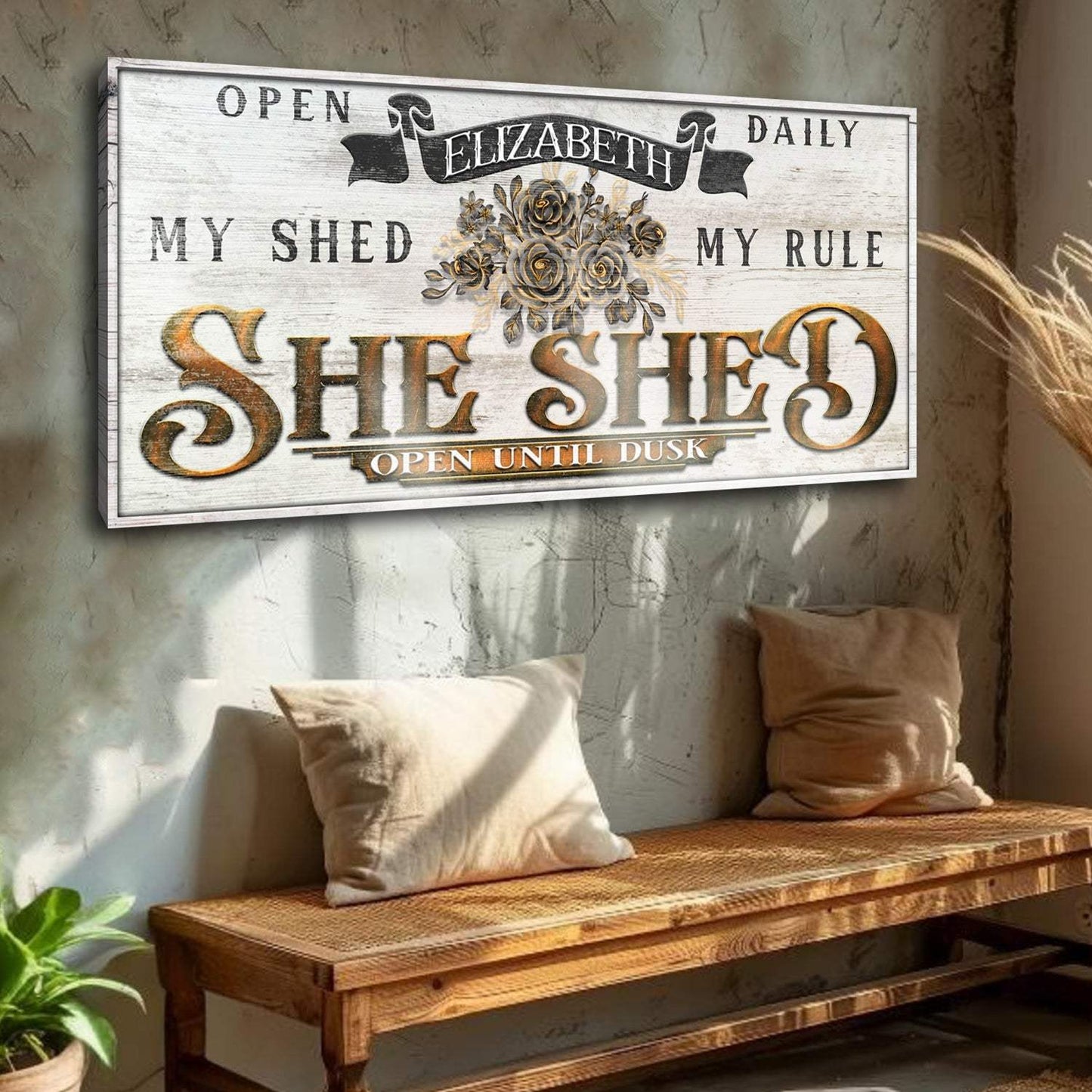 Personalized She Shed Sign X - Tailored Canvases - Flyclothing LLC