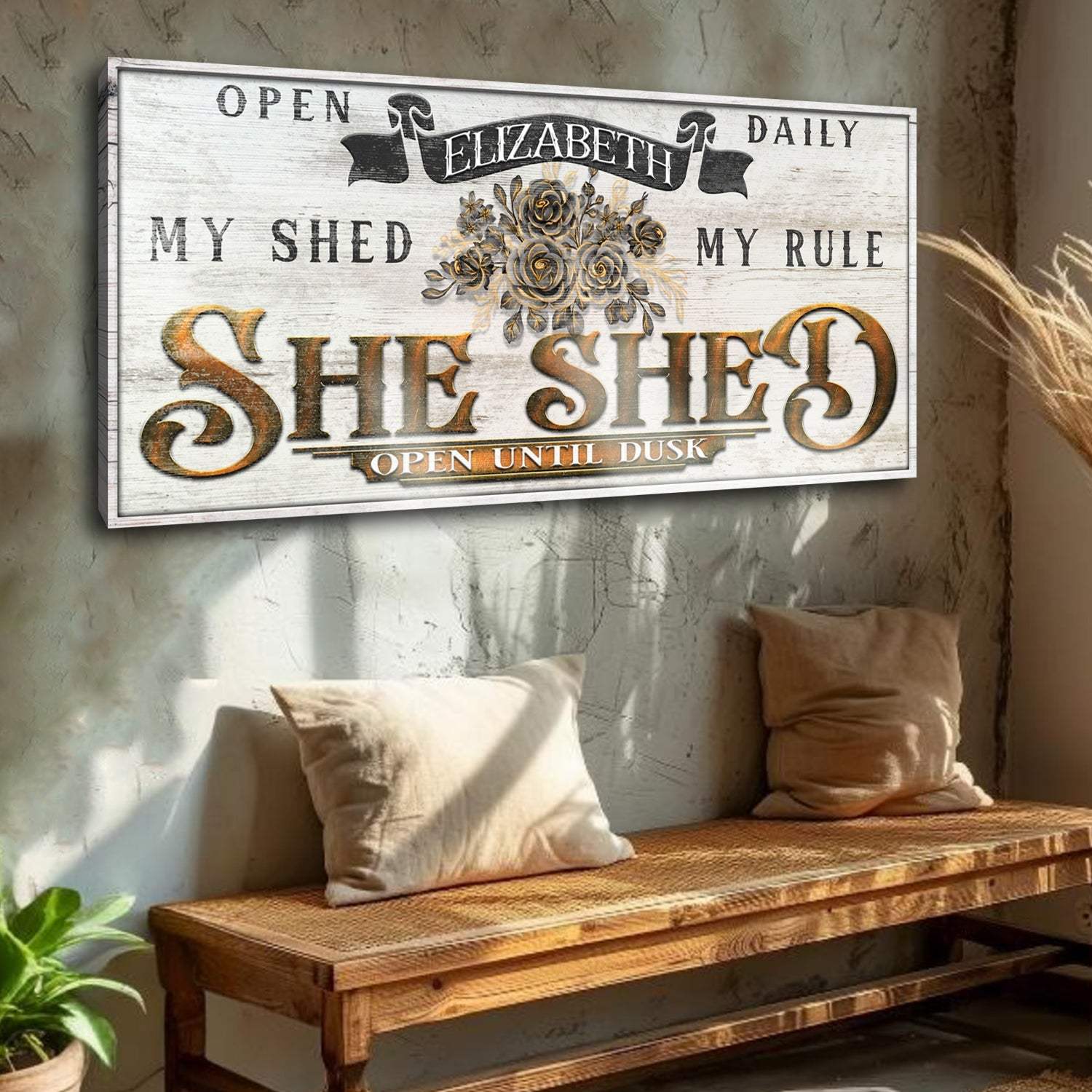 Personalized She Shed Sign X - Tailored Canvases - Flyclothing LLC