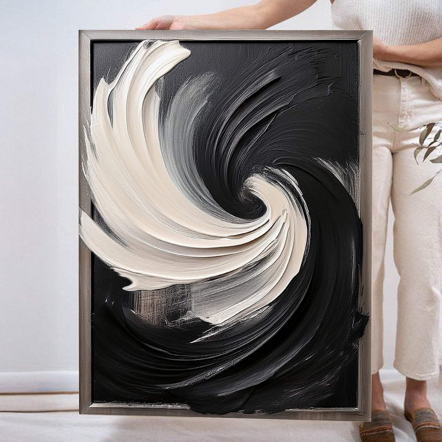 Black and White Vortex Abstract Wall Art - Tailored Canvases - Flyclothing LLC