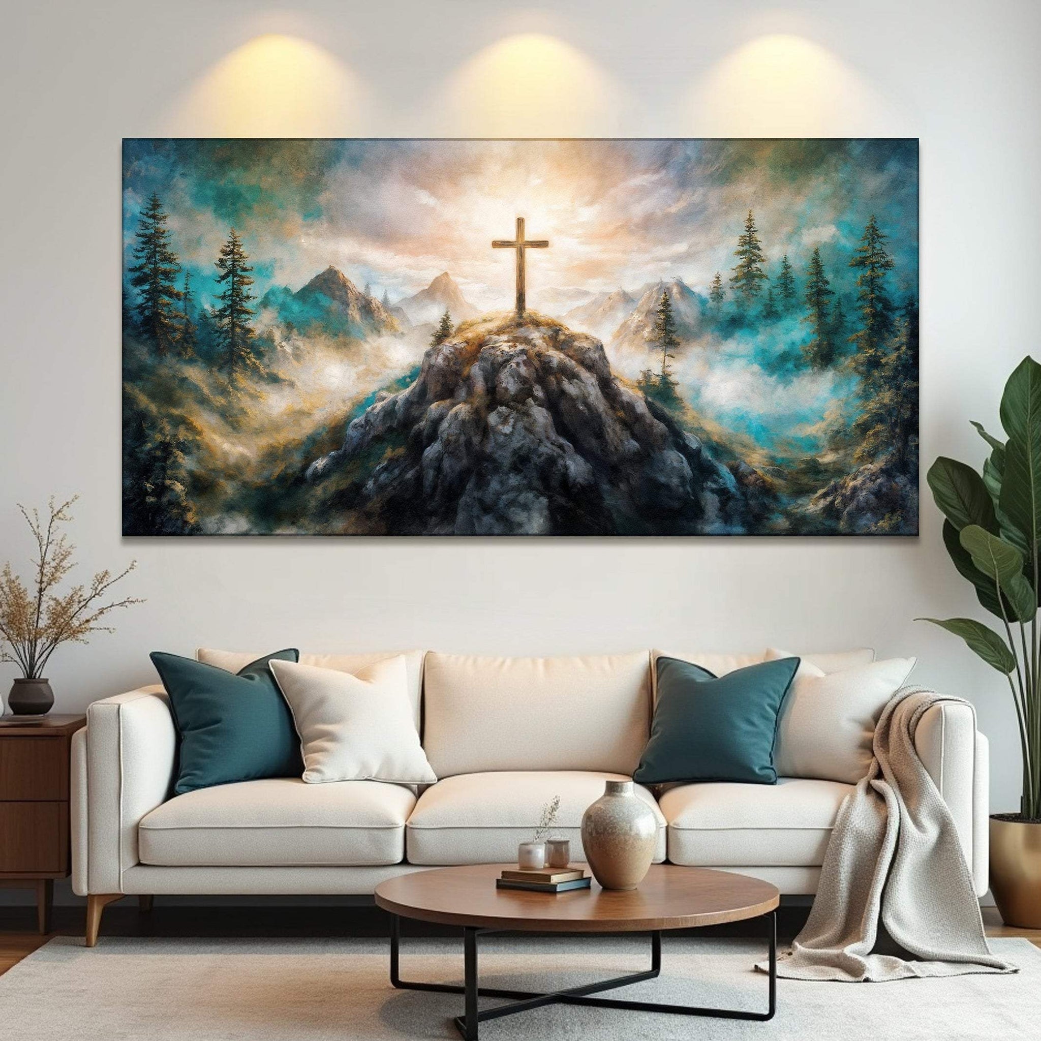 Cross On A Hill Faith Wall Art III - Tailored Canvases - Flyclothing LLC