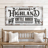 Personalized Highland Cattle Ranch Sign II - Tailored Canvases - Flyclothing LLC