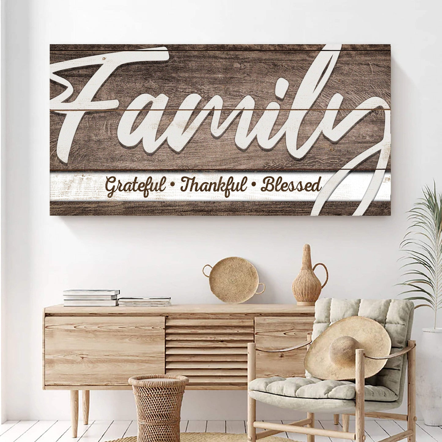 Grateful Thankful Blessed Family Sign III - Tailored Canvases - Flyclothing LLC