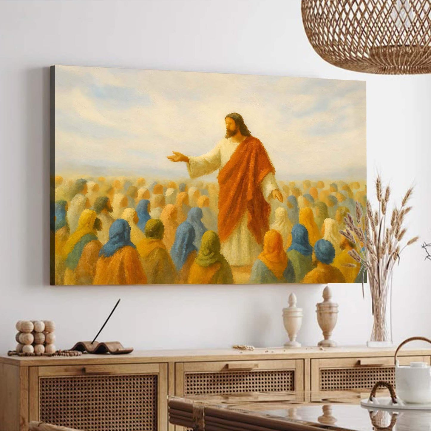 Jesus Speaking To Crowd Faith Wall Art II - Tailored Canvases - Flyclothing LLC