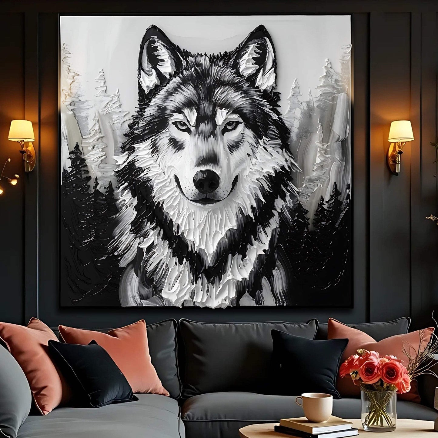 3D Wolf Wall Art IV - Tailored Canvases - Flyclothing LLC