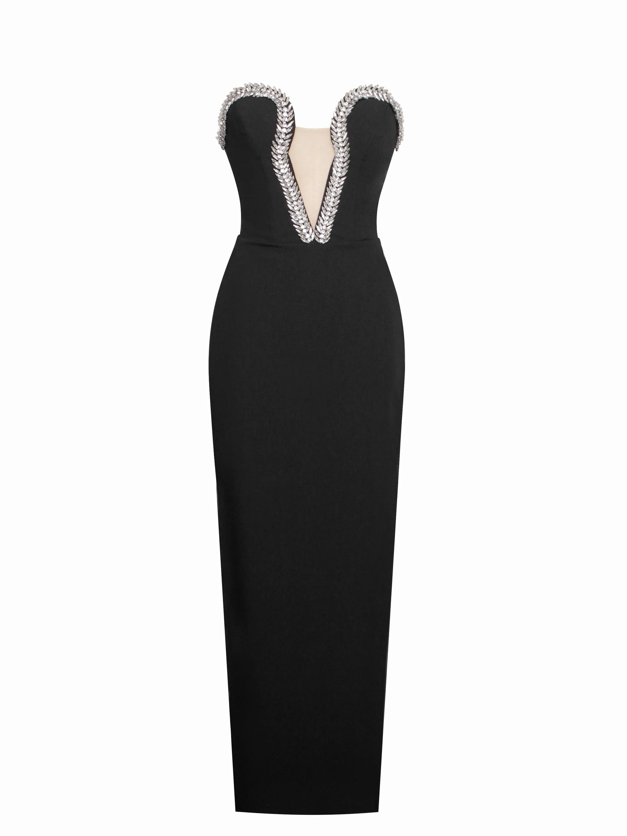 Ivanna Black Crystal Embellished Maxi Dress - Miss Circle - Flyclothing LLC