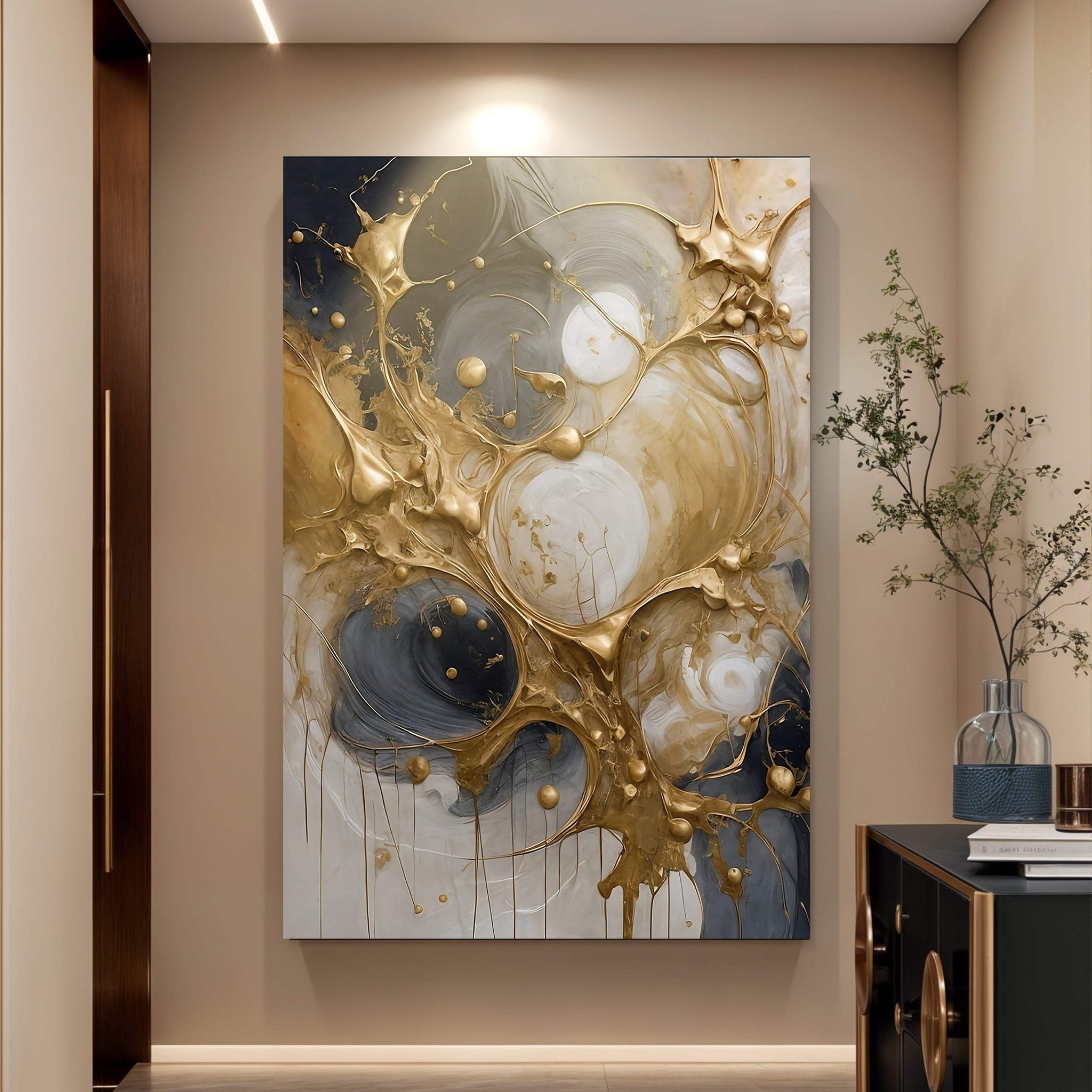 Black and Gold Splash Wall Art - Tailored Canvases - Flyclothing LLC