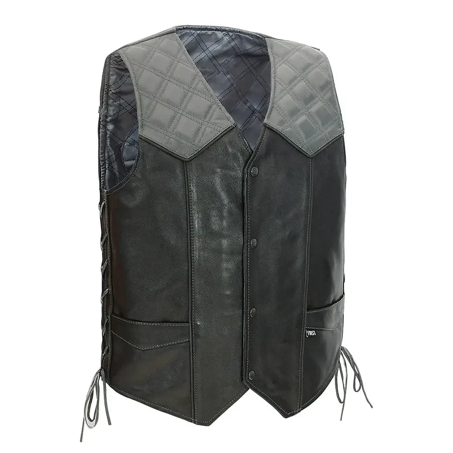 Hammer down Men's Western Style Leather Biker Vest - First Manufacturing Company - Flyclothing LLC