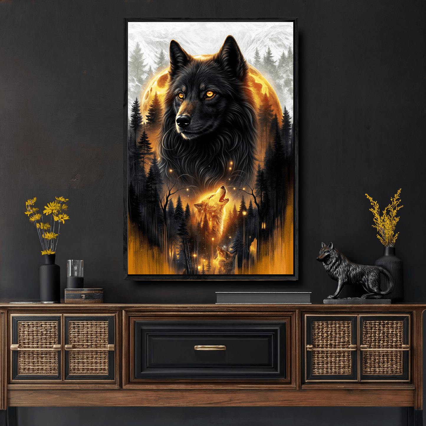 Eclipse of the Alpha Wolf Wall Art - Tailored Canvases - Flyclothing LLC