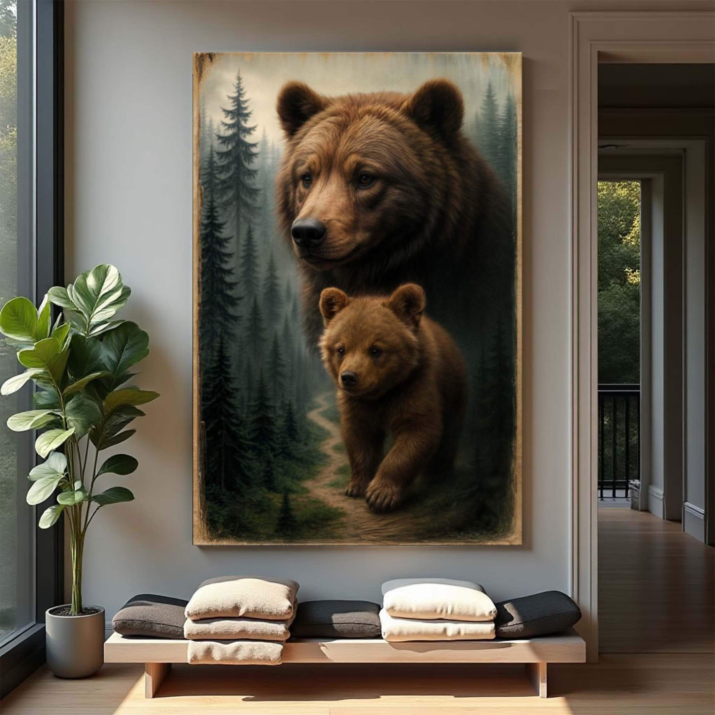 Path of the Wild Kin Bear and Cub Wall Art - Tailored Canvases - Flyclothing LLC