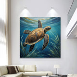 Turtle In Seagrass Coastal Wall Art - Tailored Canvases - Flyclothing LLC