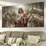 Jesus Protects The Lamb From Wolves Faith Wall Art II - Tailored Canvases - Flyclothing LLC