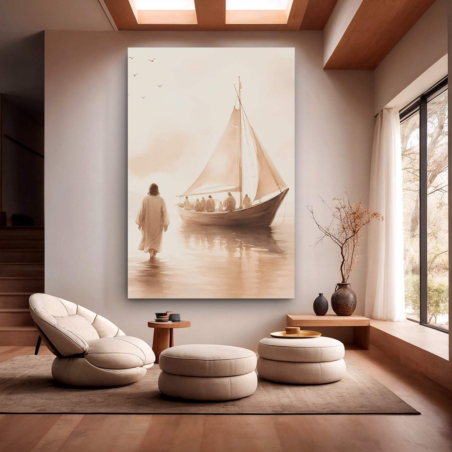 Jesus Christ Walking On Water Faith Wall Art VIII - Tailored Canvases - Flyclothing LLC