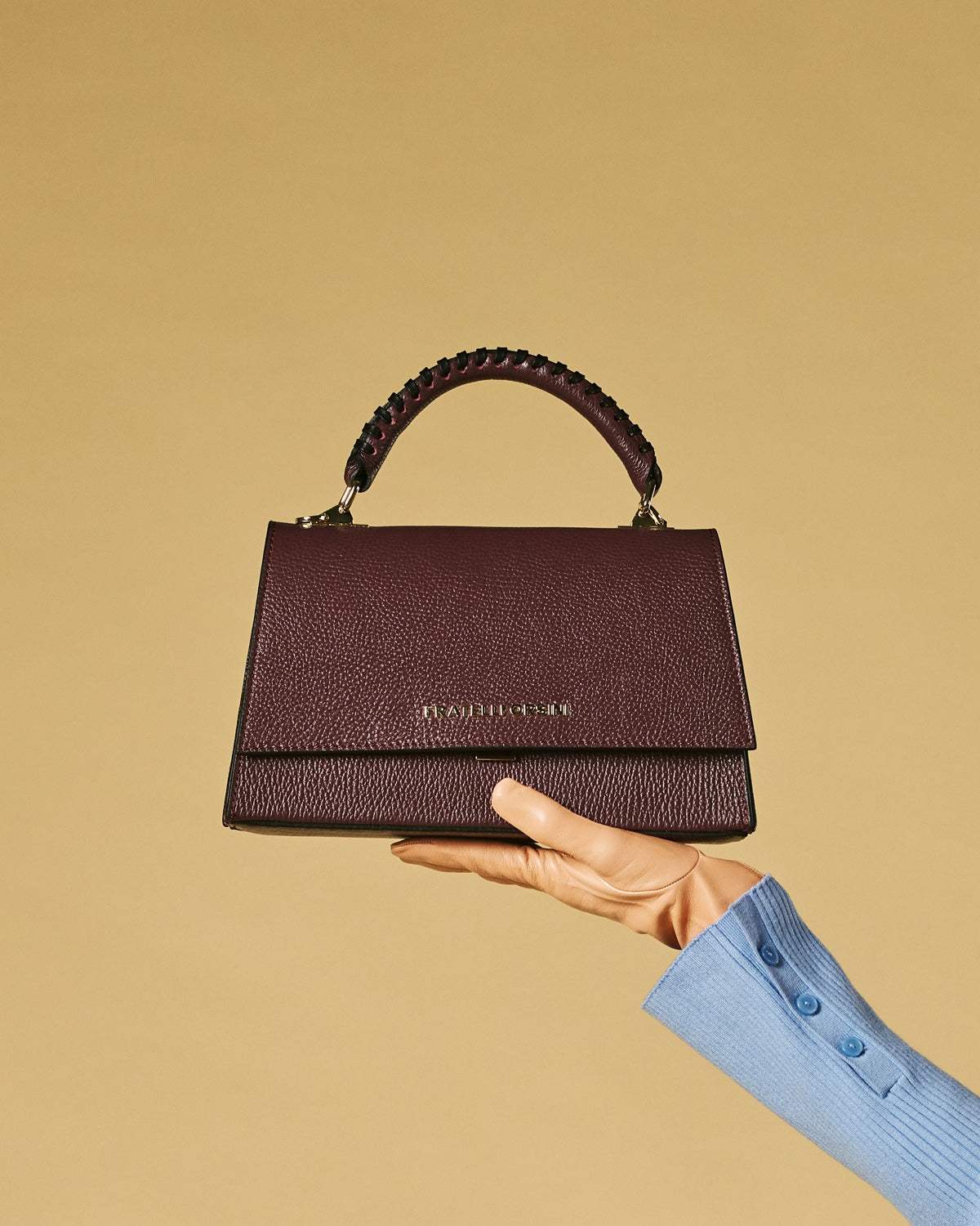 Federica (eggplant) - Italian calf leather women's crossbody bag (with shoulder strap)