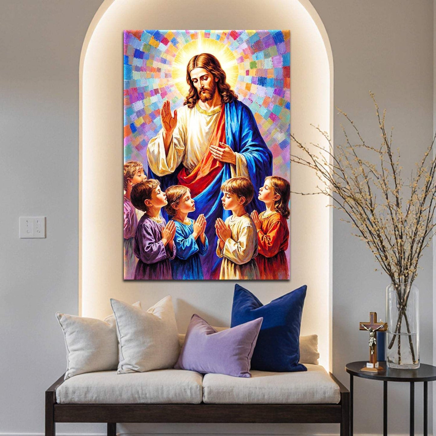Jesus Praying With Kids Faith Wall Art - Tailored Canvases - Flyclothing LLC