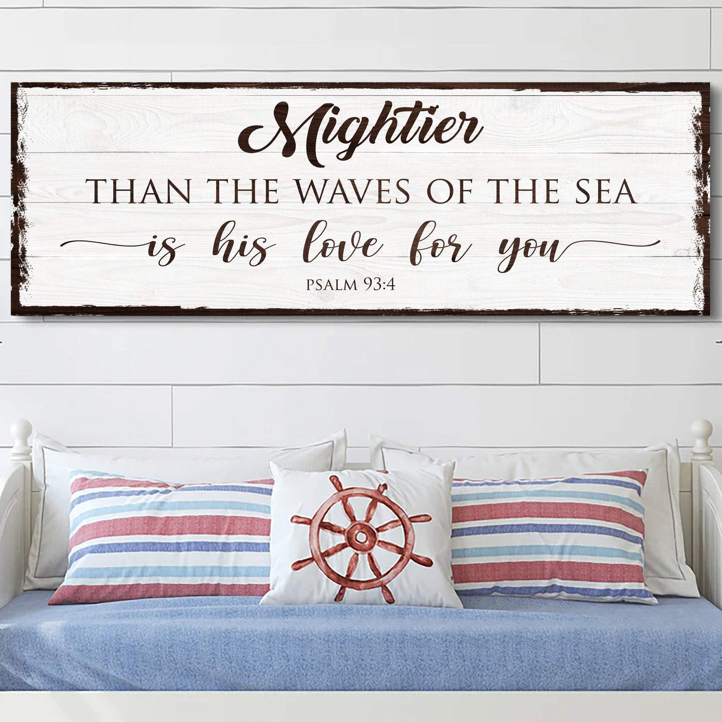 Mightier Than the Waves of the Sea Psalm 93:4 Faith Sign - Tailored Canvases - Flyclothing LLC