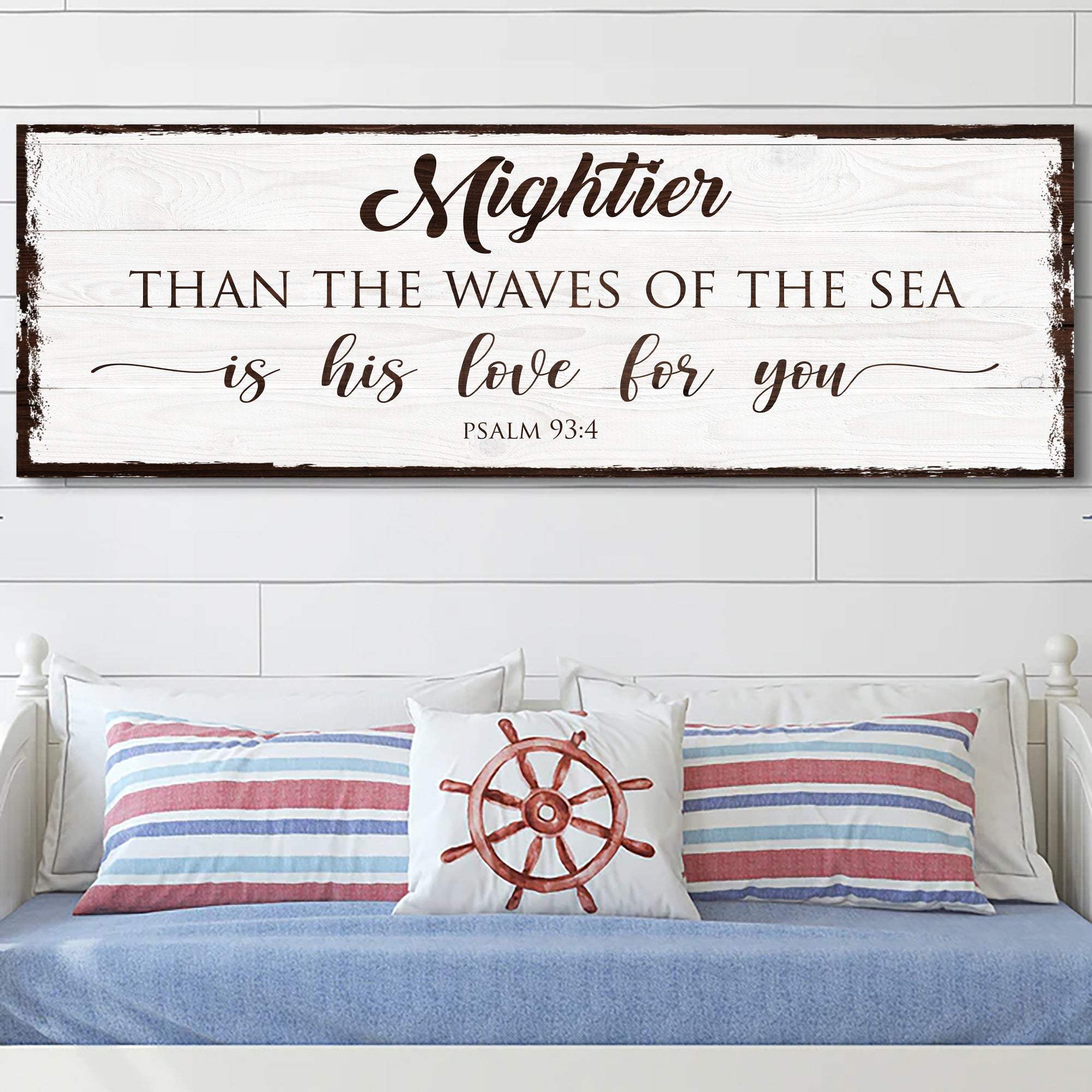 Mightier Than the Waves of the Sea Psalm 93:4 Faith Sign - Tailored Canvases - Flyclothing LLC