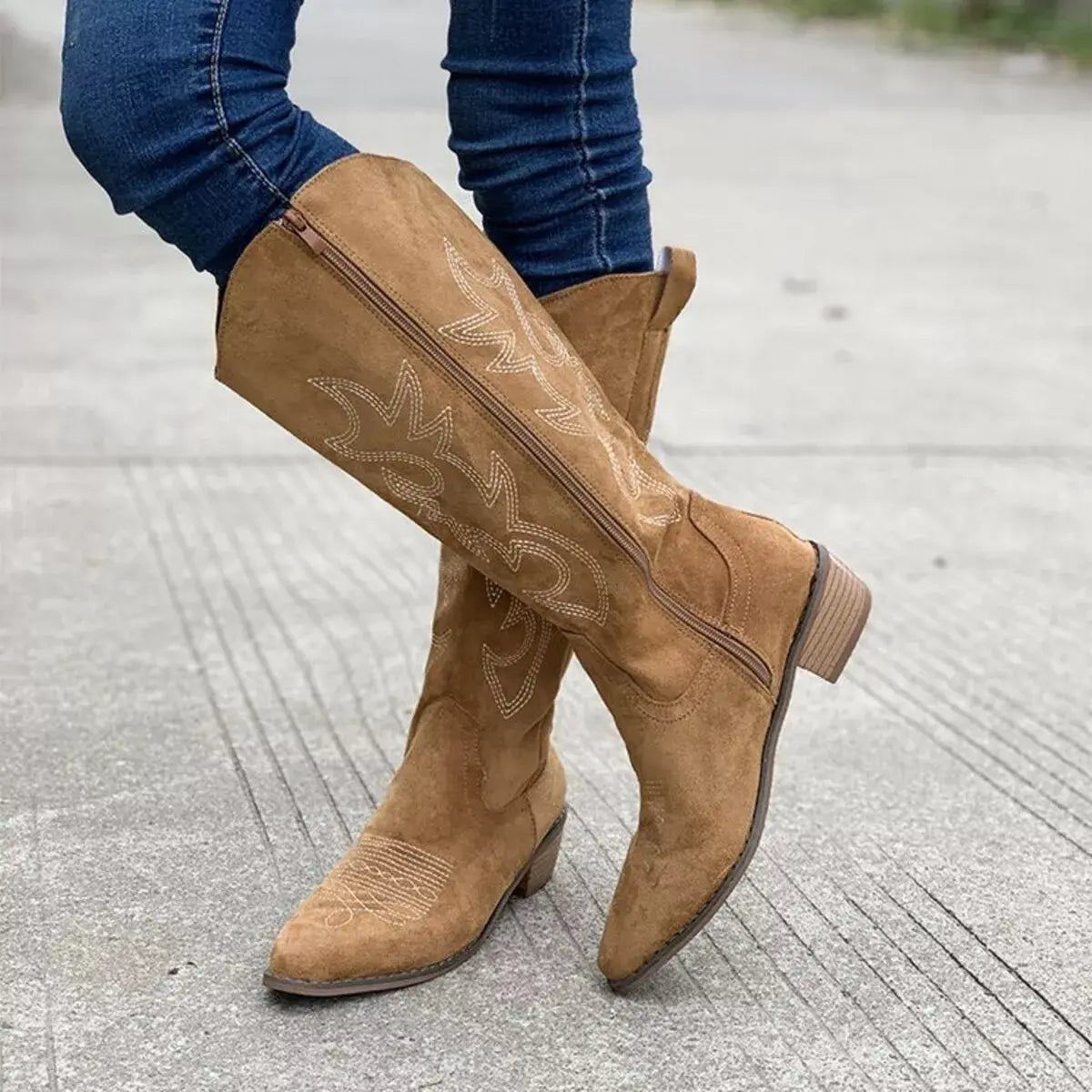 Point Toe Block Heels Boots - Trendsi - Flyclothing LLC