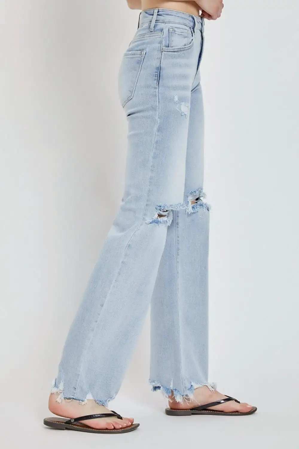 Risen Full Size High Rise Distressed Wide Leg Jeans - Trendsi - Flyclothing LLC