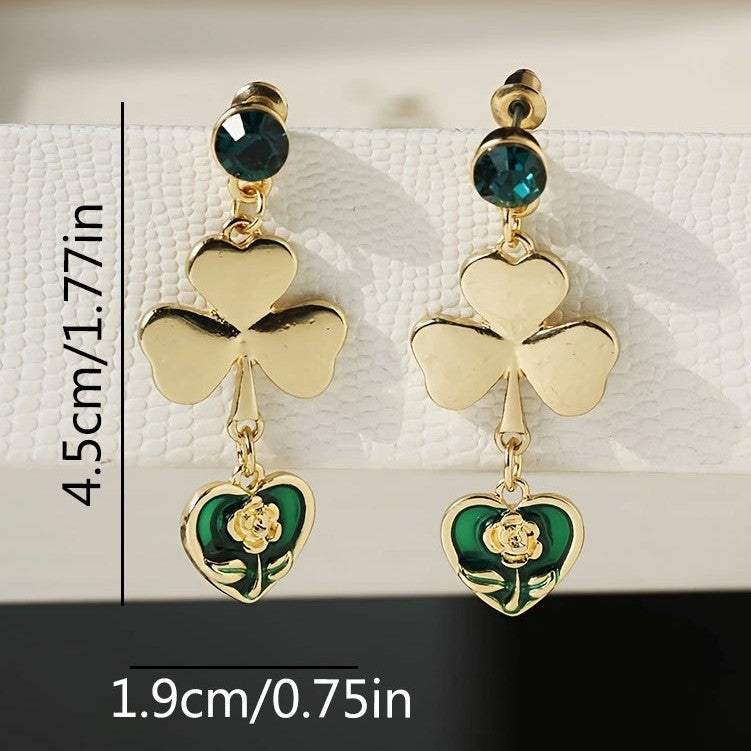 Women New Niche Floral Heart Drop Earrings, Wholesale High-End Light Luxury Ladies Ear Ornaments - My Store - Flyclothing LLC