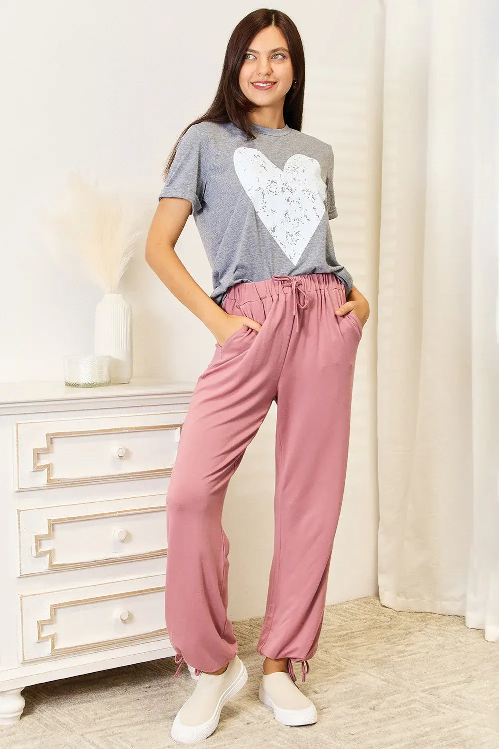 Simply Love Heart Graphic Cuffed Short Sleeve T-Shirt - Trendsi - Flyclothing LLC