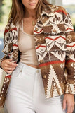 Geometric Button Up Long Sleeve Jacket - Trendsi - Flyclothing LLC