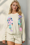 Double Take Full Size Sequin Nutcracker Long Sleeve Sweater - Trendsi