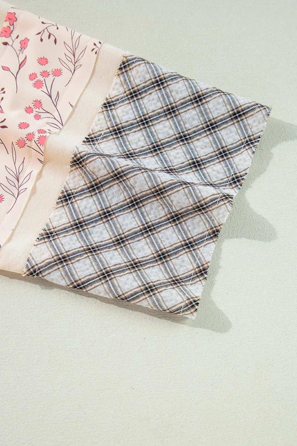 Heart Plaid Round Neck Long Sleeve Blouse - Trendsi - Flyclothing LLC