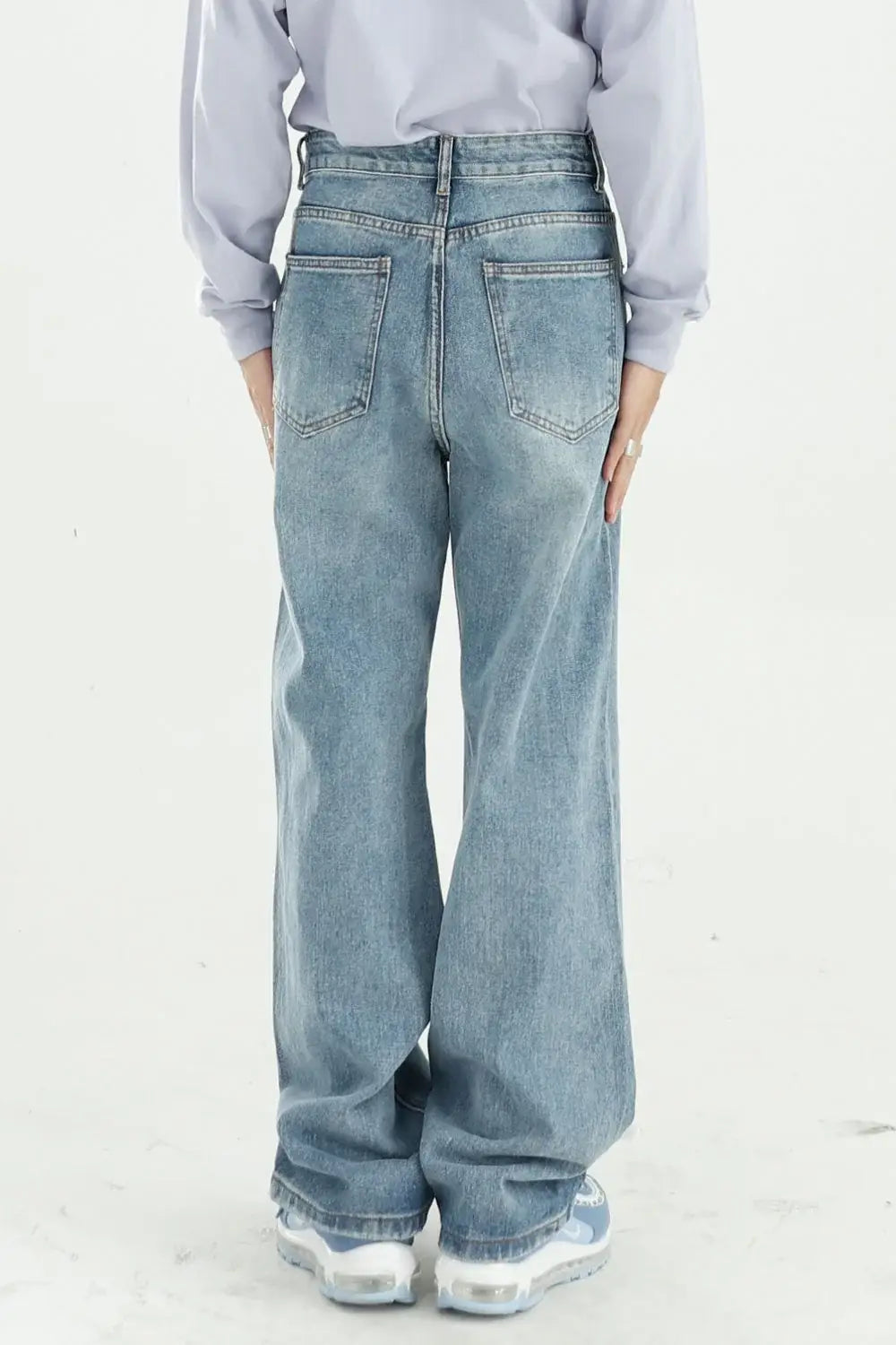 Distressed Wide Leg Jeans with Pockets - Trendsi - Flyclothing LLC