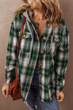 Drawstring Pocketed Plaid Hooded Jacket - Trendsi