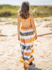 Tie-Dye Halter Neck Sleeveless Dress Trendsi
