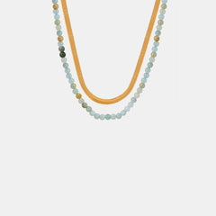 Beaded Titanium Steel Double-Layered Necklace - Trendsi
