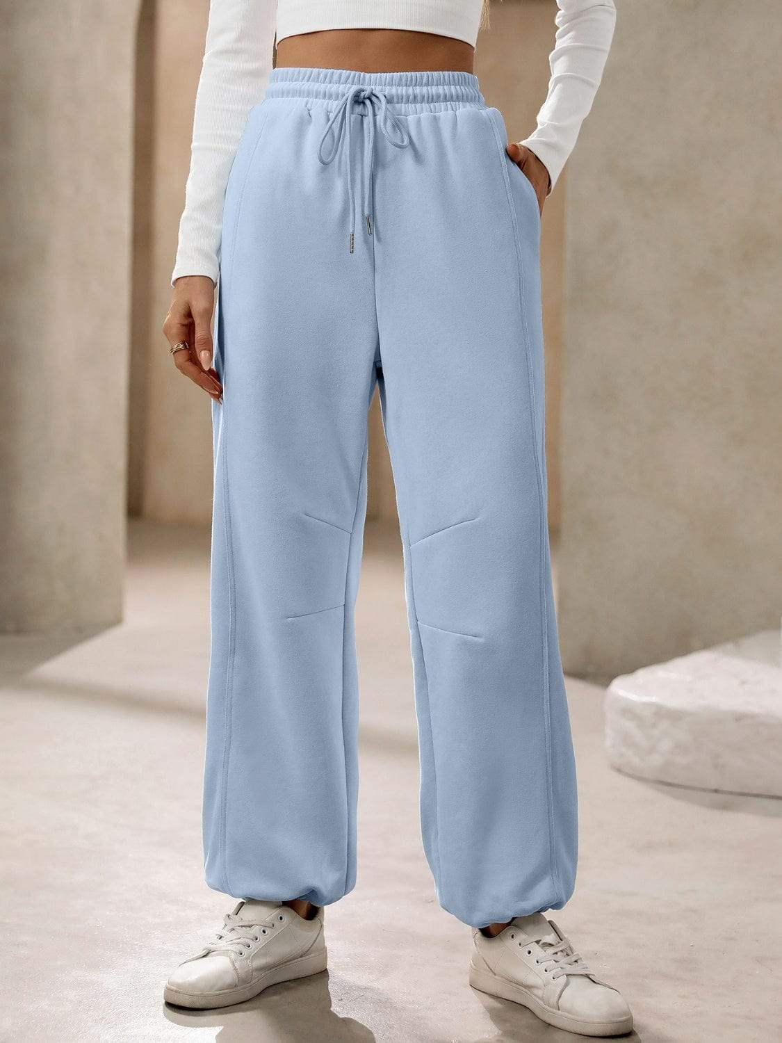 Drawstring Joggers with Pockets - Trendsi - Flyclothing LLC
