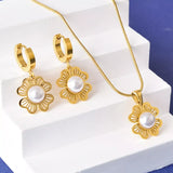 18K Gold-Plated Flower Jewelry Set - Trendsi - Flyclothing LLC