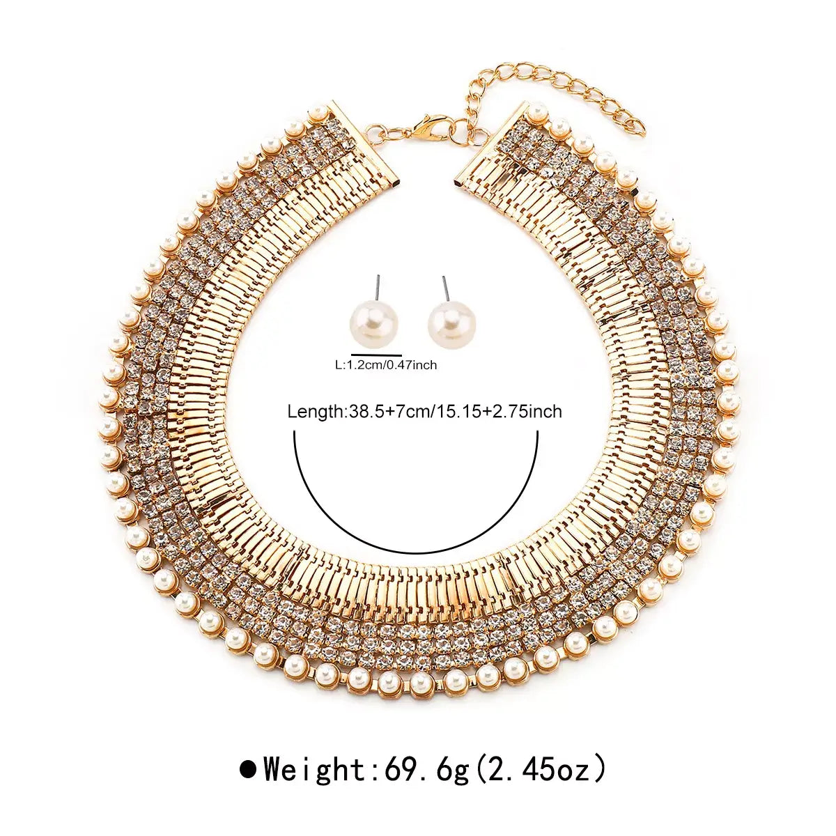 18K Gold-Plated Pearl Earrings and Necklace Jewelry Set - Trendsi - Flyclothing LLC
