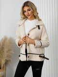 Pocketed Button Down Collared Neck Jacket - Trendsi