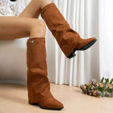 Point Toe Block Heels Boots - Trendsi - Flyclothing LLC