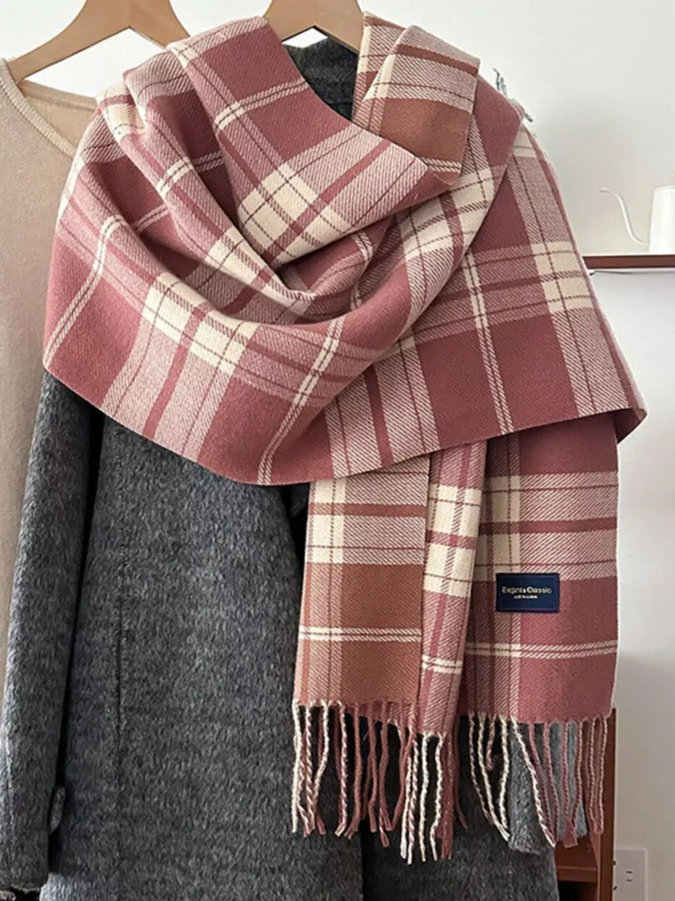 Classic Fringe Plaid Scarf - Trendsi - Flyclothing LLC