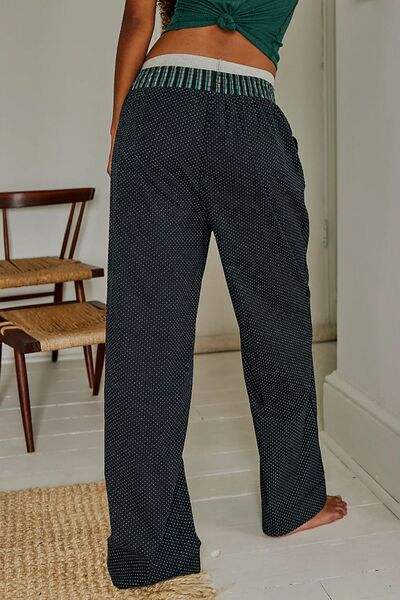 Polka Dot Elastic Waist Wide Leg Pants - Trendsi - Flyclothing LLC